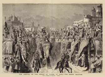 Die Ankunft des Prinzen von Wales in Agra, die Häuptlinge salutieren